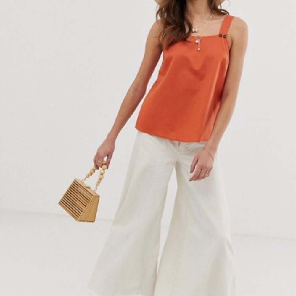 ASOS NWT Tangerine Linen Sun Top orange